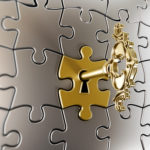 Golden key on the puzzle part.